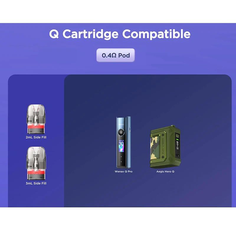 3-12 قطعة خرطوشة GeekVape Q Pod الأصلية 2 مللي ملء علوي 0.6/0.8/1.2ohm & 3 مللي 0.4ohm ملء جانبي لـ Sonder Q/Wenax Q Pro/Sonder Q2