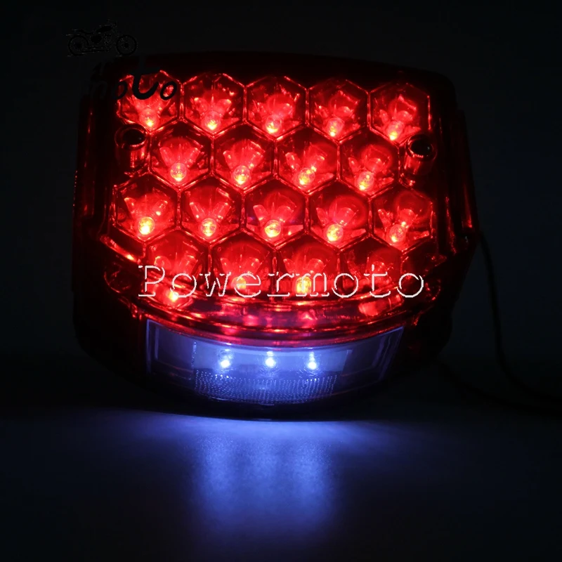 12V Red LED Motorcycle Rear License Plate Light Tail Brake Stop Lamp Reflector Indicators Lamps For Carpathians 50cc Minsk 125cc