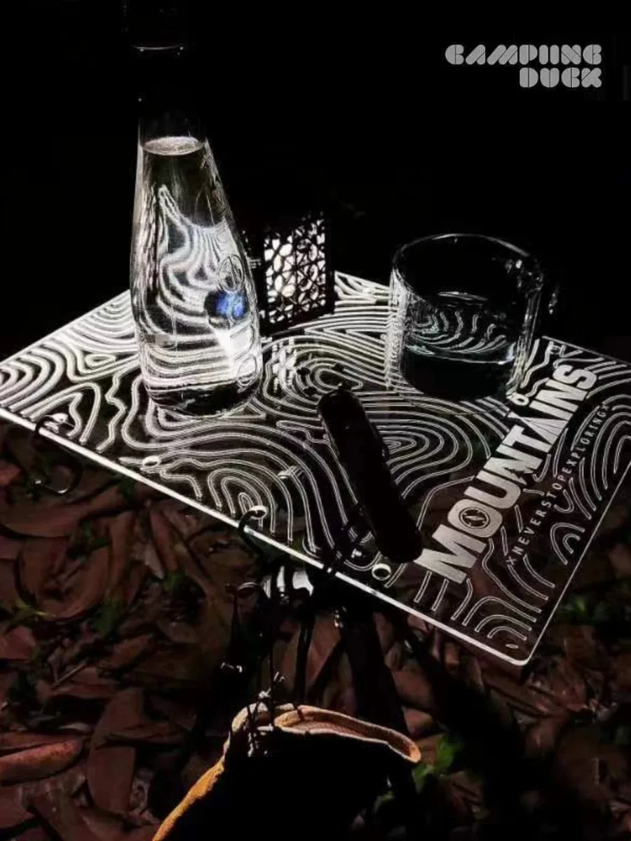 Acrílico Luminous Water Pattern Camping Table Top, Tripé multifuncional, estilo ao ar livre, adequado para GZ