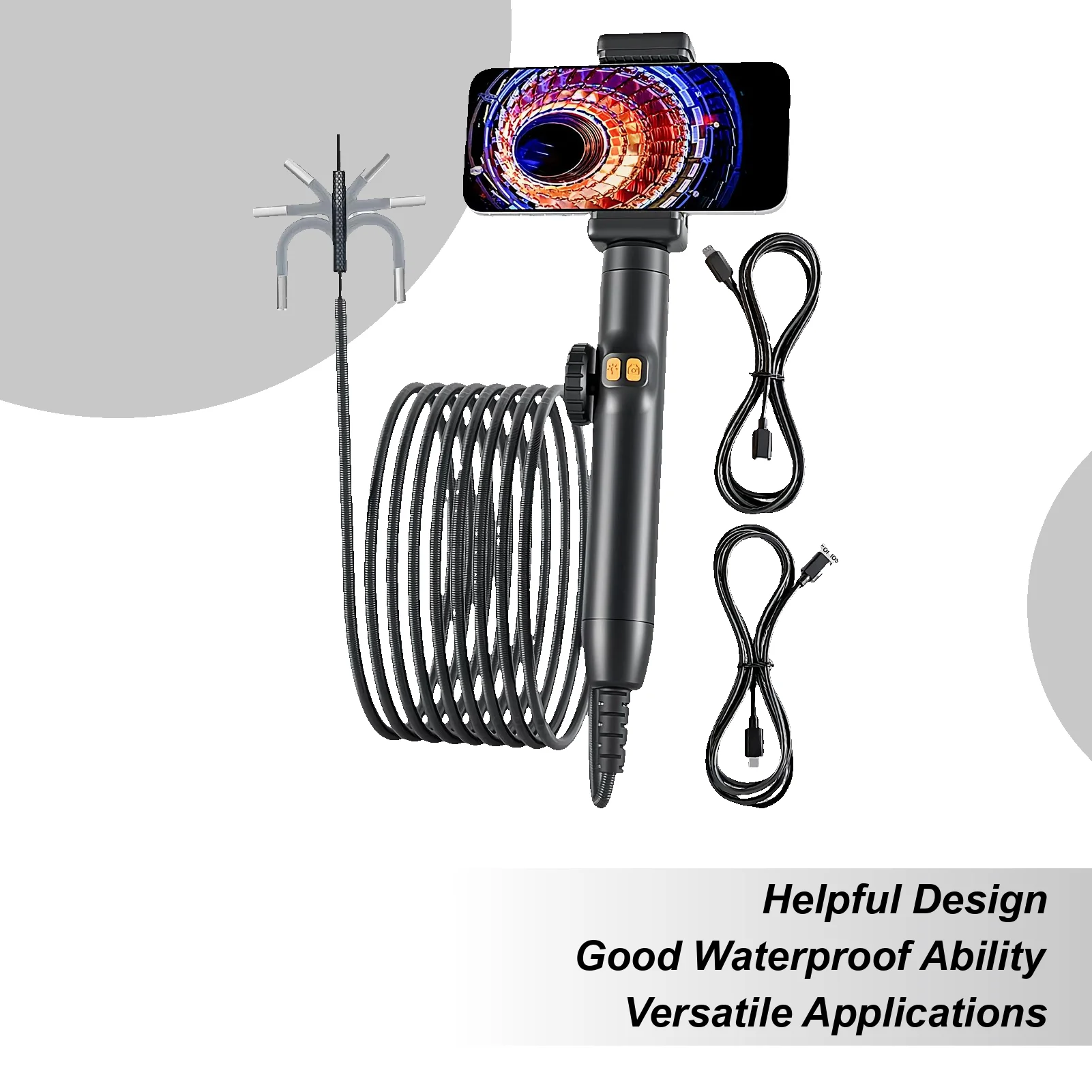 

Borescope Camera With Light Industrial Endoscope Camera Waterproof Snake Scope For Industrial Duct Hvac System Electrical