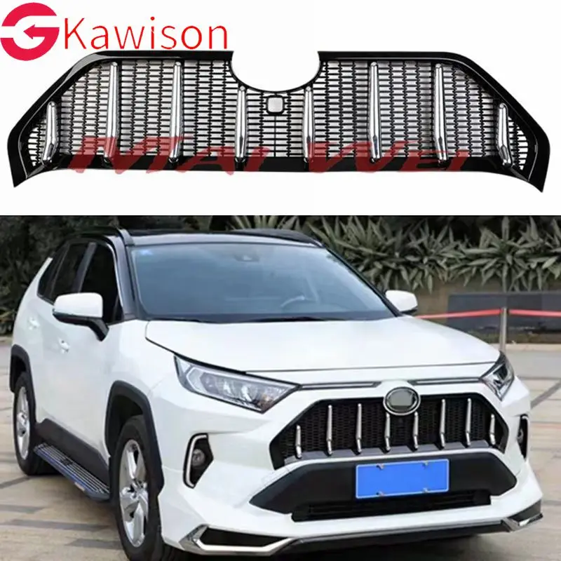 

For Toyota RAV4 2019 2020 2021 5th China open refitted Martha Black Knight mesh grille front Center Grill decoration accessories