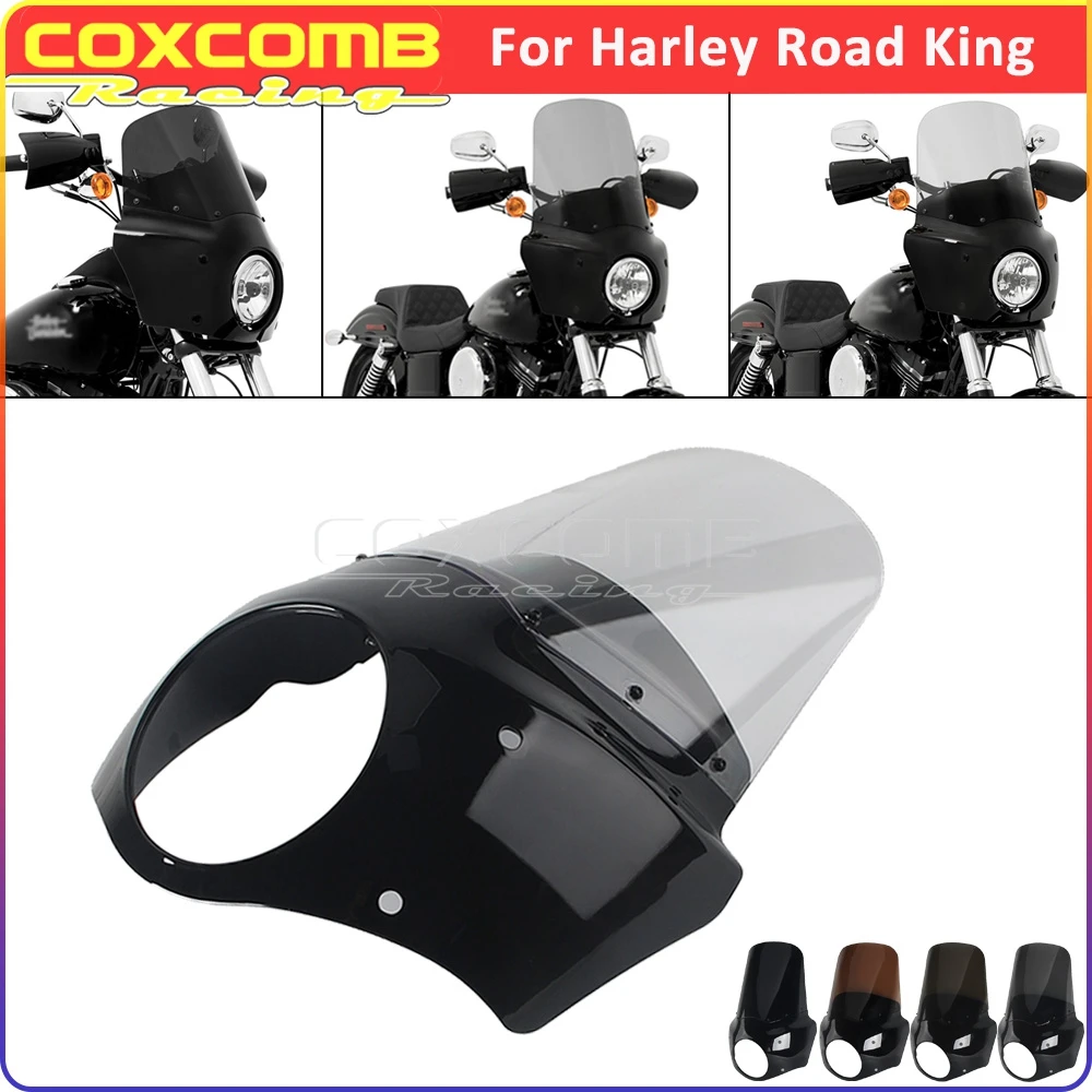 For Harley Touring Road King FLHR Special FLHRXS Front Headlight Cowl Fairing Motorcycle Head Light Windshield Wind Screen Mask