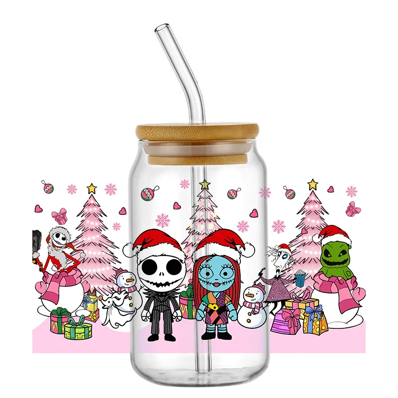 16OZ UV DTF Cup Wrap Transfers Stickers Christmas Corpse Bride Designs For DIY Libbey Glass Mug Waterproof Custom Decals