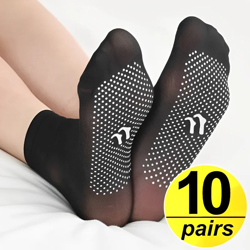 

1/5/10Pairs Spring Summer Women Soft Socks Velvet Silk Socks Non-Slip Bottom Splice Transparent Ladies Ultrathin Breathable Sock