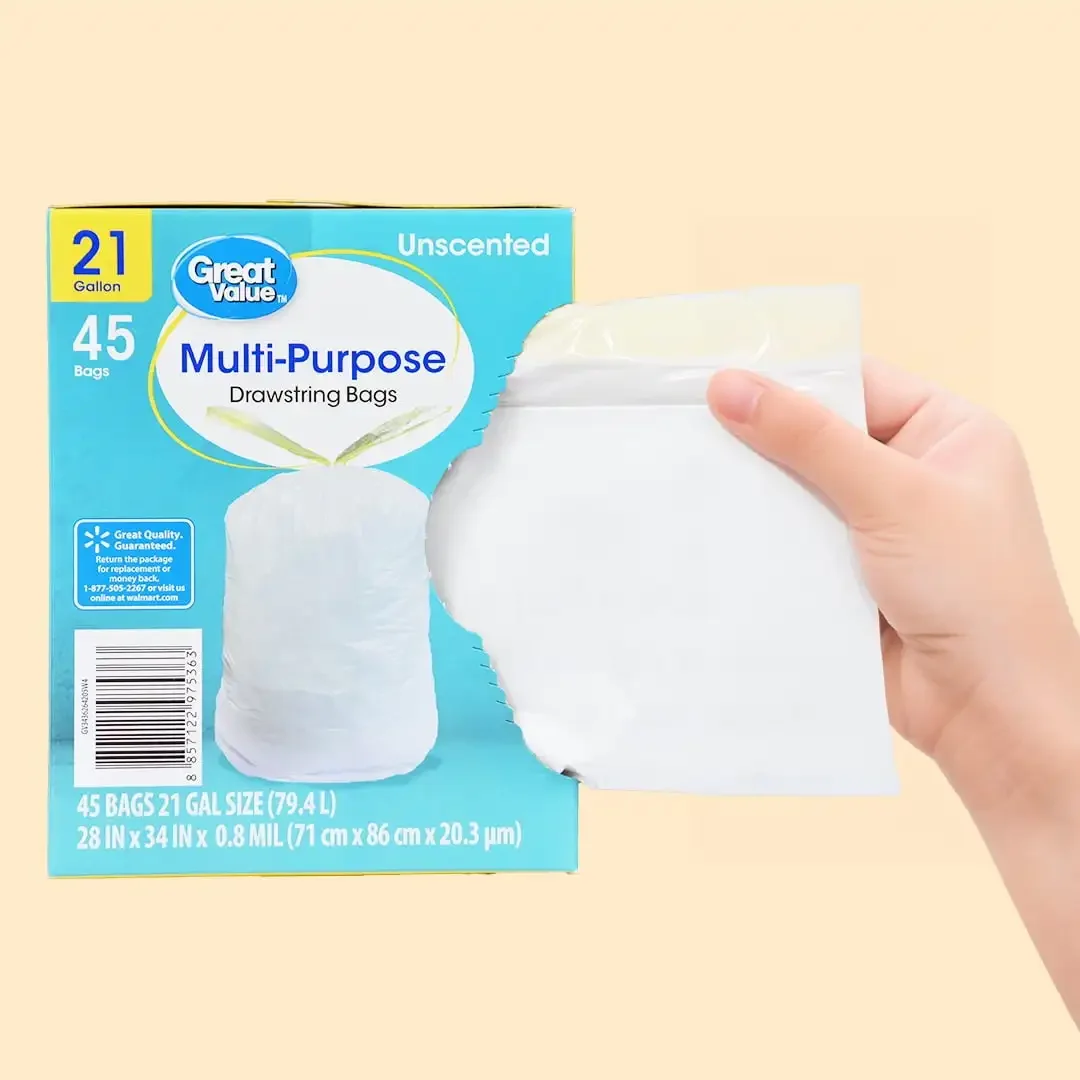 (عبوتان) أكياس قمامة برباط متعددة الأغراض سعة 21 جالونًا، غير معطرة، كيس قمامة مكون من 45 قطعة، أكياس قمامة صغيرة