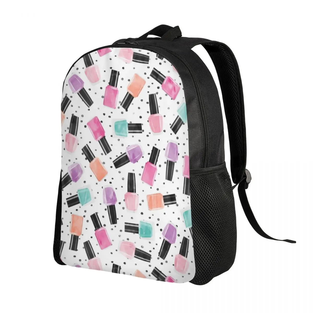 

Nail Polish Polka Dots Backpacks for Women Men College School Student Bookbag Fits 15 Inch Laptop Manicurist Pop Art Bags