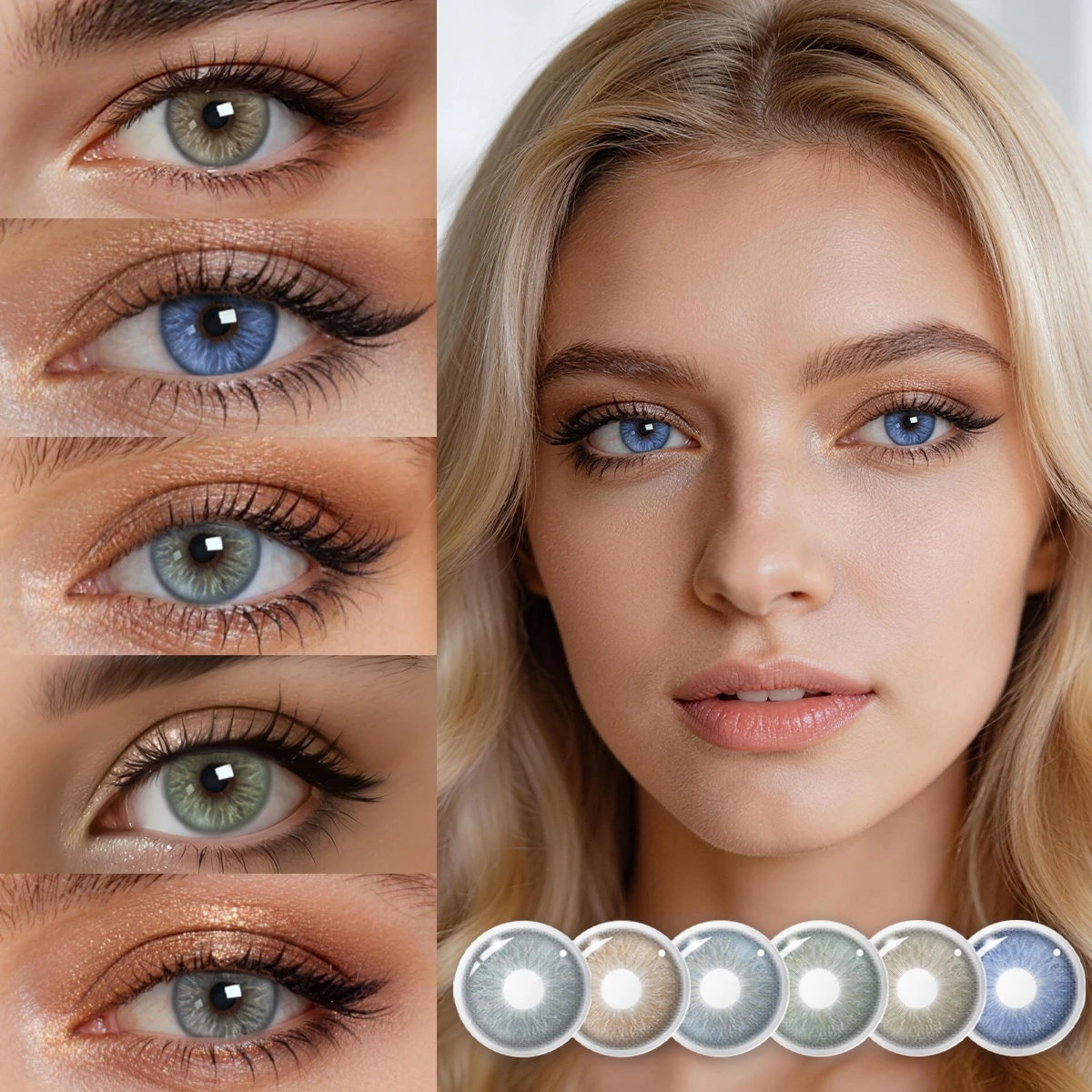 VISUASHOW Cannes Myopia Farbige Kontaktlinsen 14,5 mm, halbjährlich, natürliche Make-up-Kontaktlinsen, Sehstärke -1,00 bis -8,00, weiche Linsen