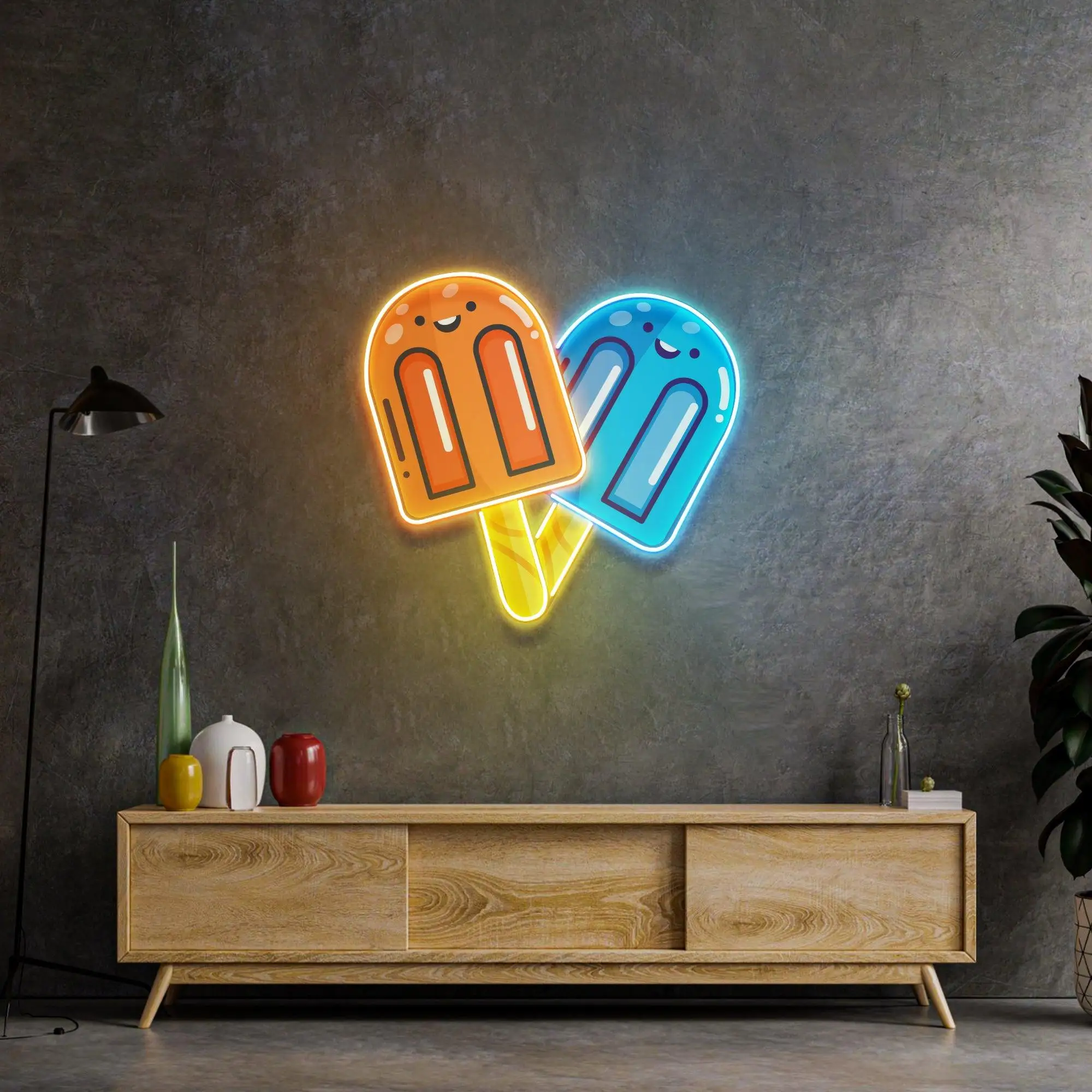 

Two Popsicles Neon Sign Uv Printing Neon Sign Acrylic Artwork Decor Home Decor Sign