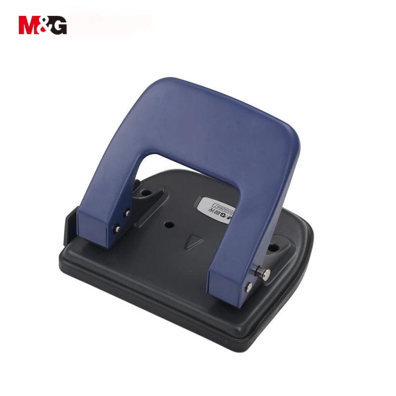 M&G 이중 구멍 펀치, 휴대용, 10/20/30 페이지 바인딩용, 구멍 간격 8mm(자), 탈착식 베이스, 학생에게 적합