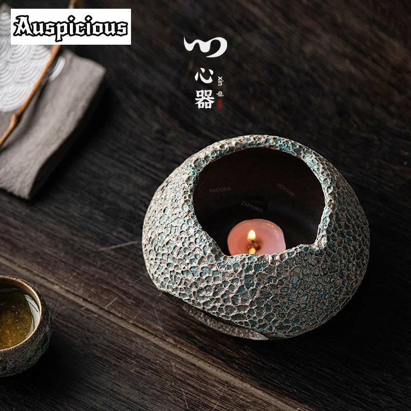 Bionic Wormhole Ceramic Candle Tea Warmer Holder Candle Heater Stove Kettle Stand Baked Milk Jar Carbon Furnace Teaset Ornaments