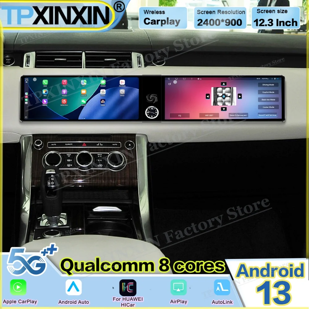 8 core Dual-screen Android 13 For Range Rover Sport 2014 2015 Car Radio Multimedia GPS Navigation Stereo Receiver IPS Head Unit