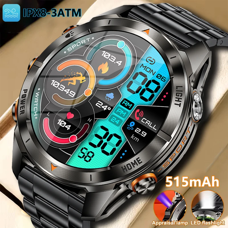 

LIGE Fashion 515mAh Smart Watches For Man LED Flashlight 3ATM Waterproof Bluetooth Call Sports Smartwatch Men For Android ios