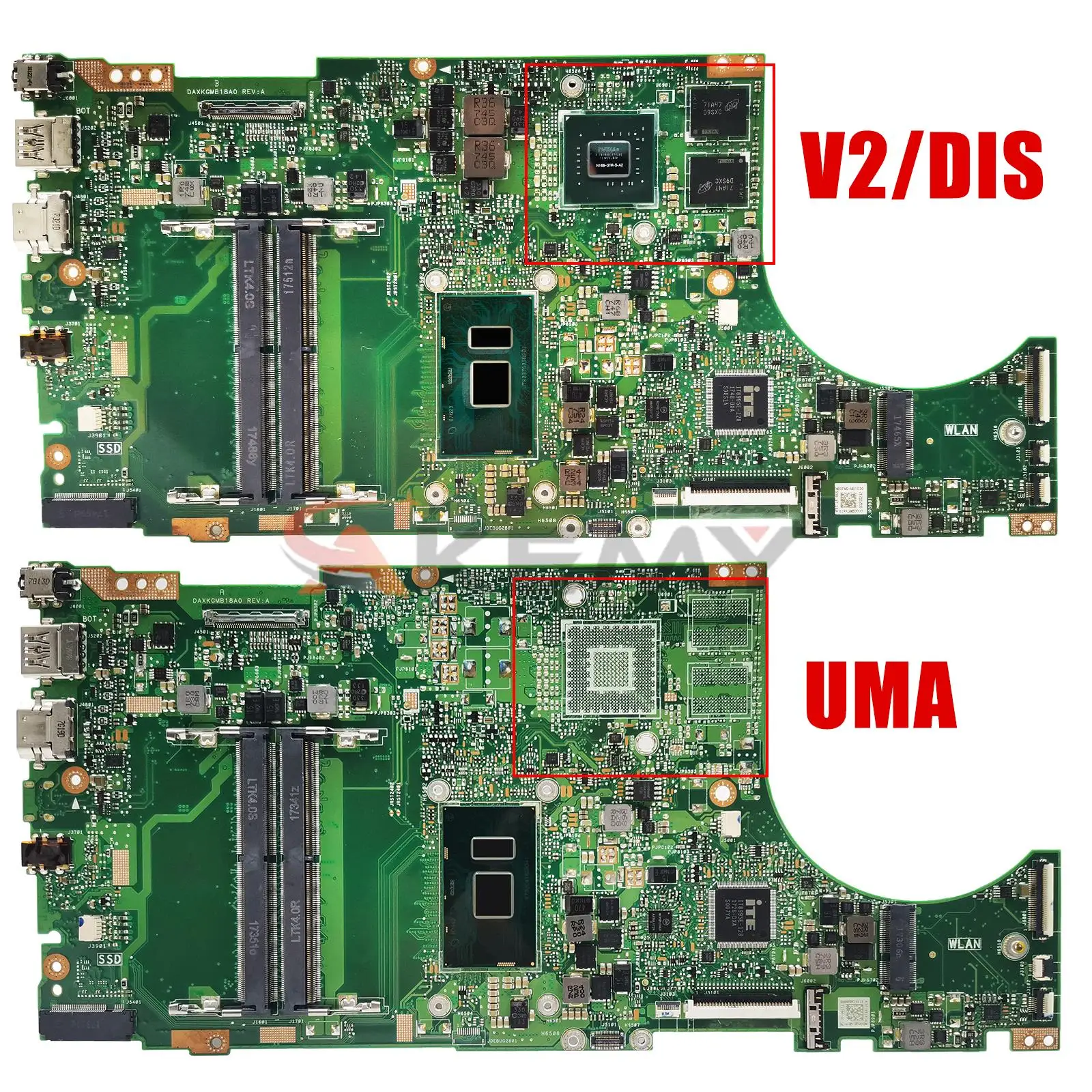 AKEMY X510UA Laptop Motherboard For Asus X510UN X510UR X510UAR X510UNR X510UQ X510U S510U Mainboard I3 I5 I7 7th or 8th Gen CPU