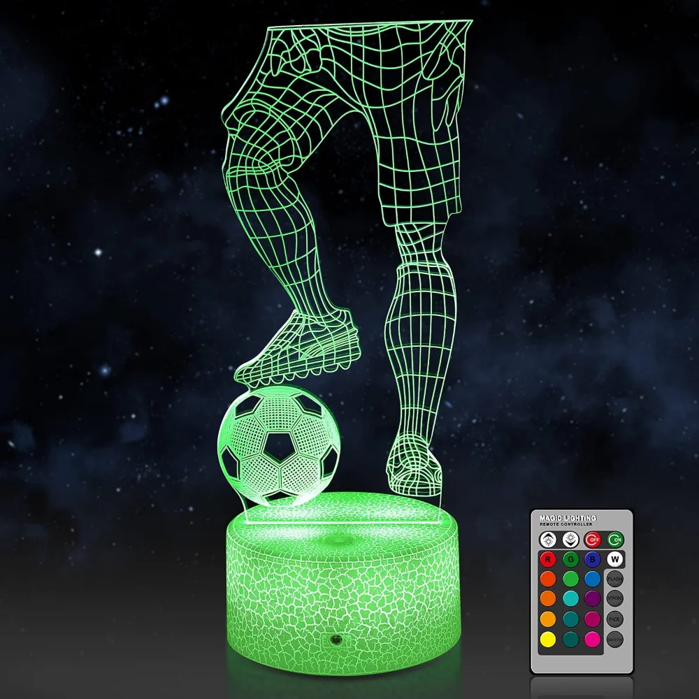 

Nighdn 3D Night Light for Boys 3D Visual Illusion Lamp Football Bedside Light 7 Colors Change,for Home Decor Bedroom Acrylic LED