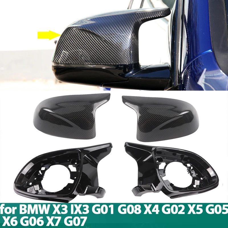 

4pcs M Sport style Real Carbon fiber mirror cover Overlay Replacement for BMW X3 IX3 G01 G08, X4 G02, X5 G05, X6 G06, X7 G07