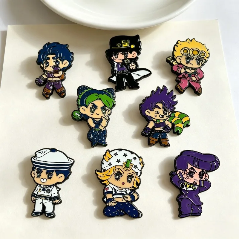 JoJo Adventure Enamel Pin Q Version Jotaro Giorno Johnny Jolyne Metal Brooch Badge Backpack Clothes Decor Fans Collection Gift