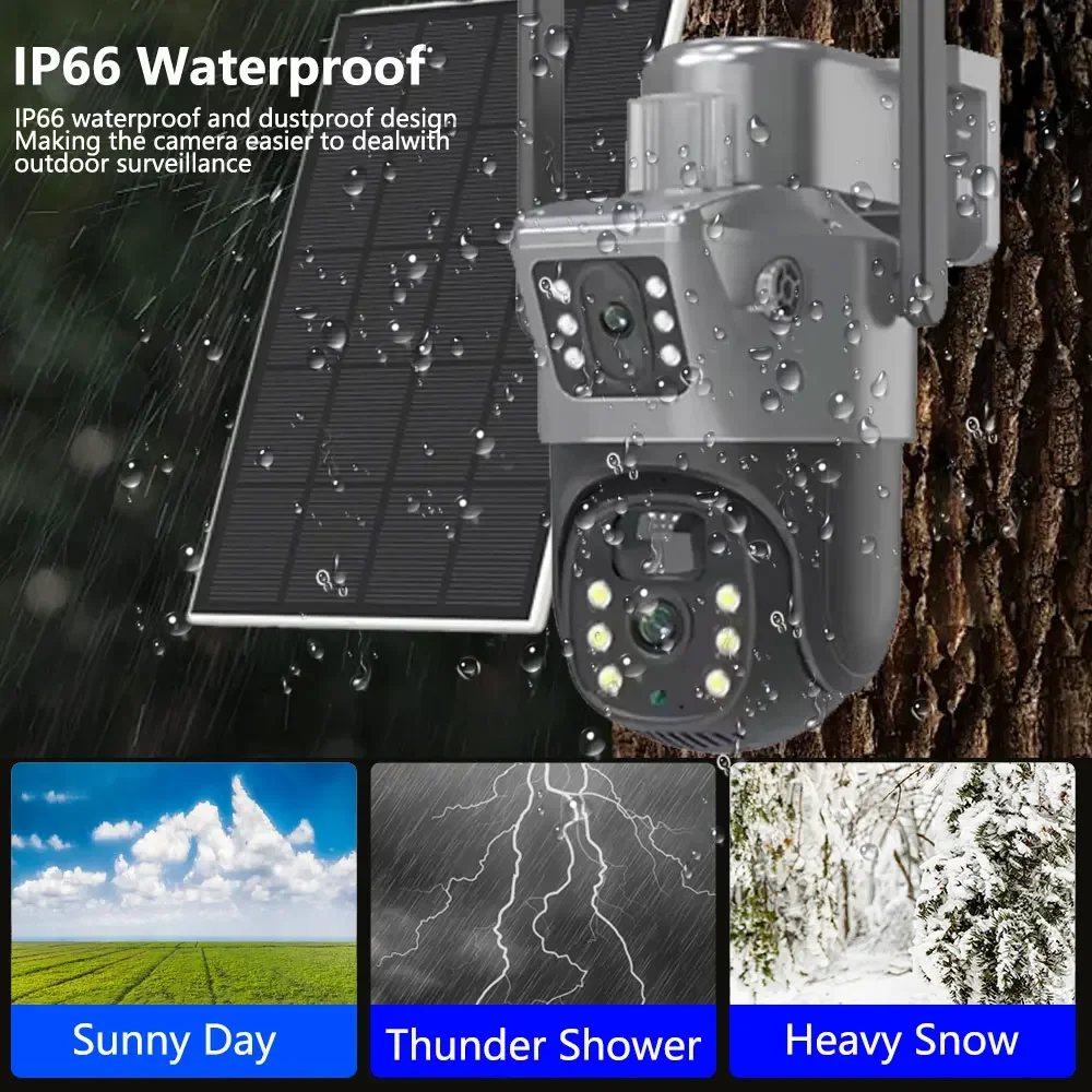 Eseecloud 8MP Outdoor Solar PTZ CCTV 2.4G/5G Dual Band WiFi6 Wireless Weatherproof Color Night Vision For Home Security Camera