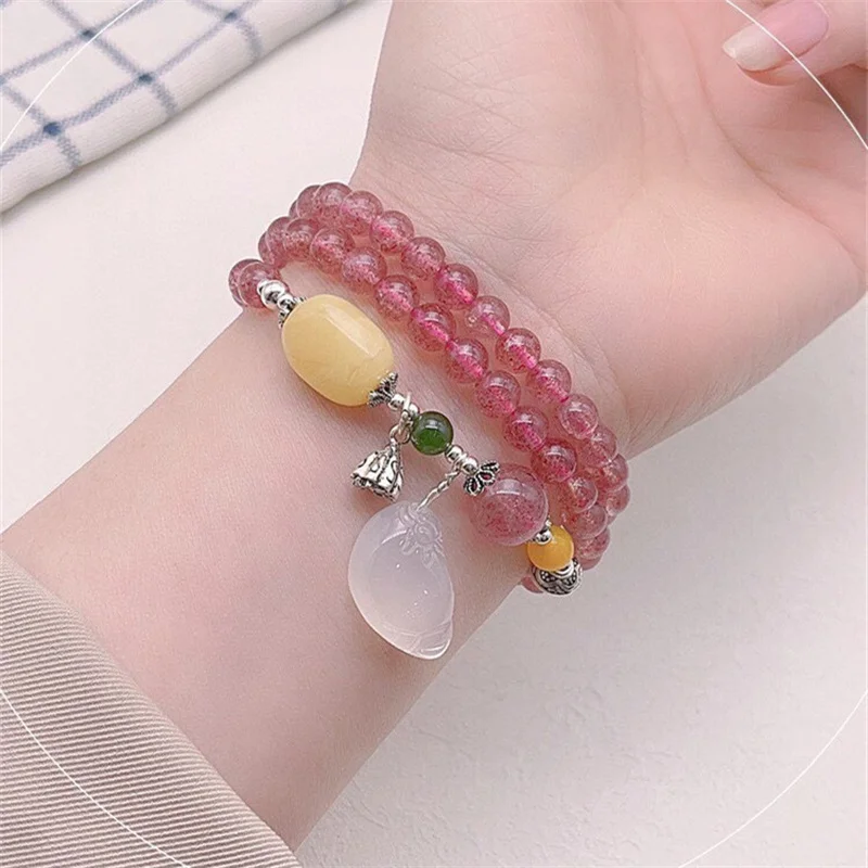 

Sterling Silver Bracelet S925 Gift For Women DIY Garnet Originality Girl Charm Garnet Festival Retro Fashion Jewelry