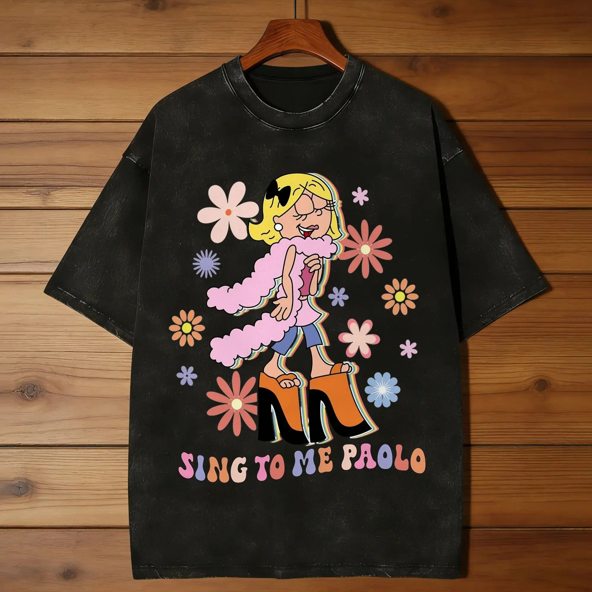 Man T-Shirt Sing To Me Paolo Lizzie McGuire, Lizzie Washed T Shirts Hip Hop  Summer Tee Shirt Streetwear Print Casual Tops Gift