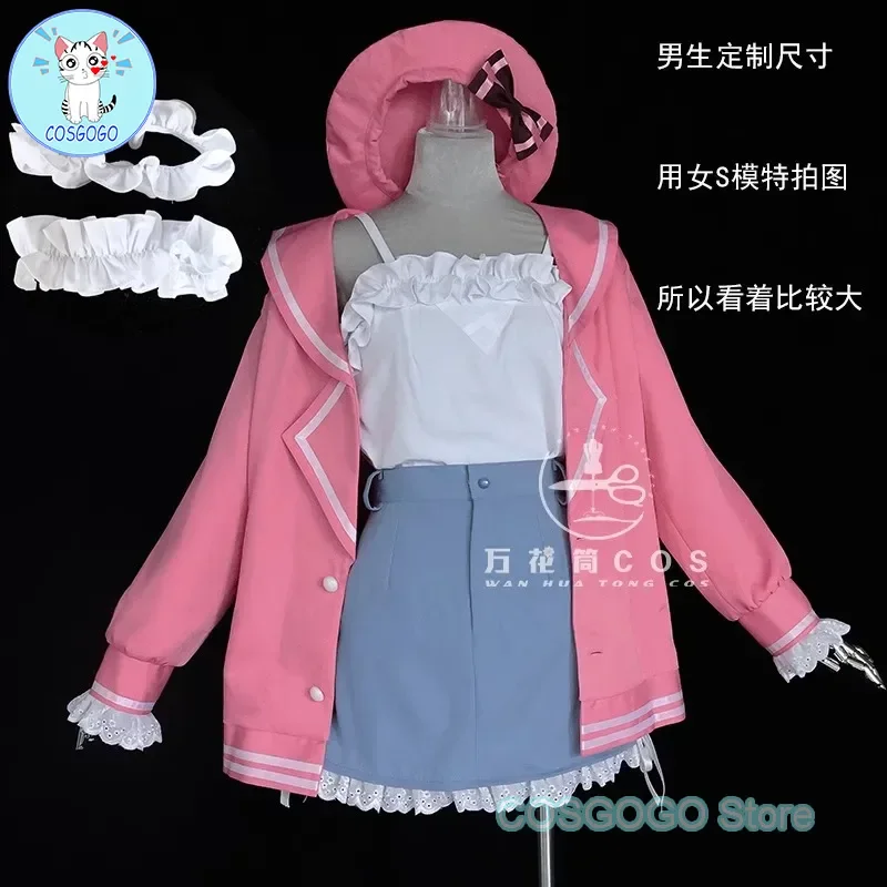 COSGOGO Blue Archive Asagi Mutsuki Cosplay Costume Halloween Game Suit Lovely Women Uniform Role Play Camisole Coat Hat Skirt