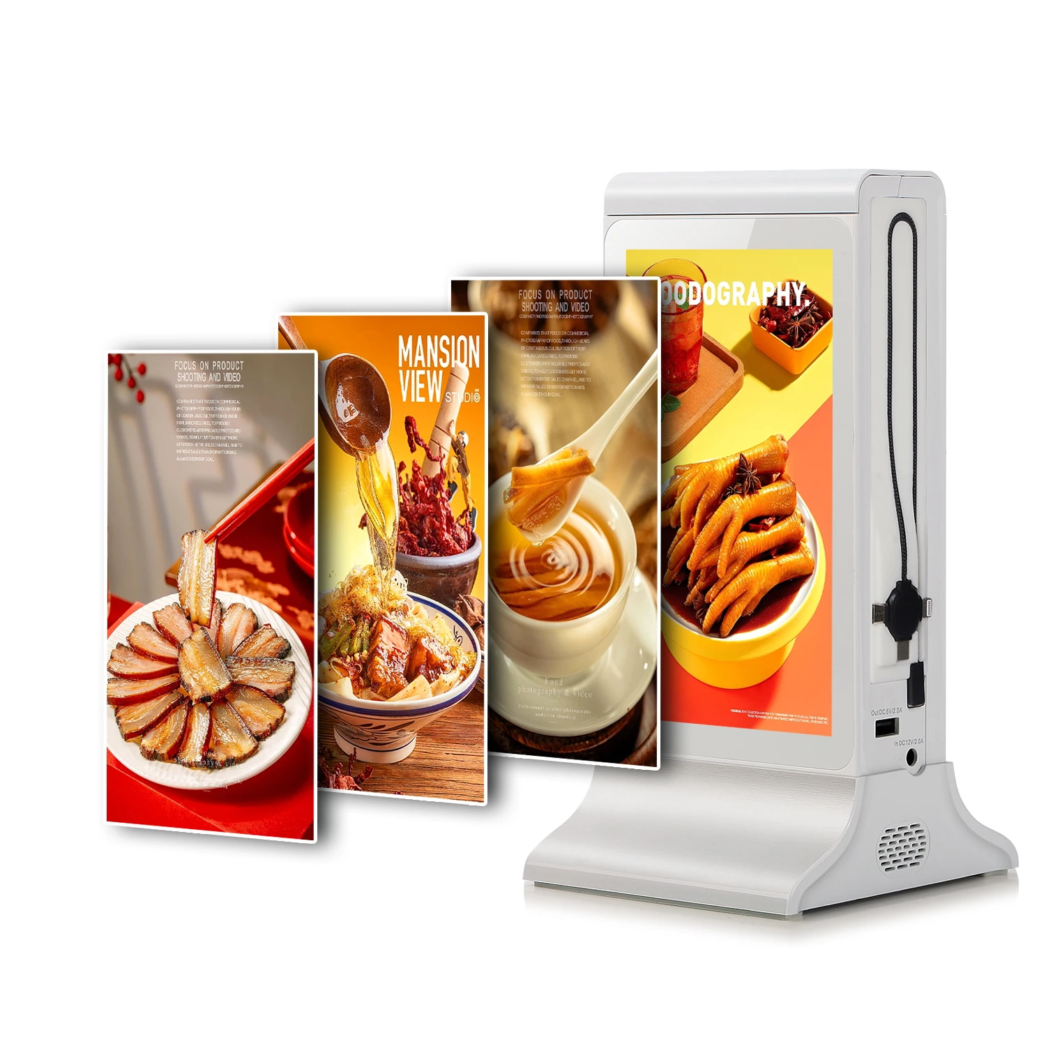 Android Restaurant Tabletop Self Ordering Kiosk with Dual Display, WiFi, Bluetooth, NFC Reader and Ads Content Player