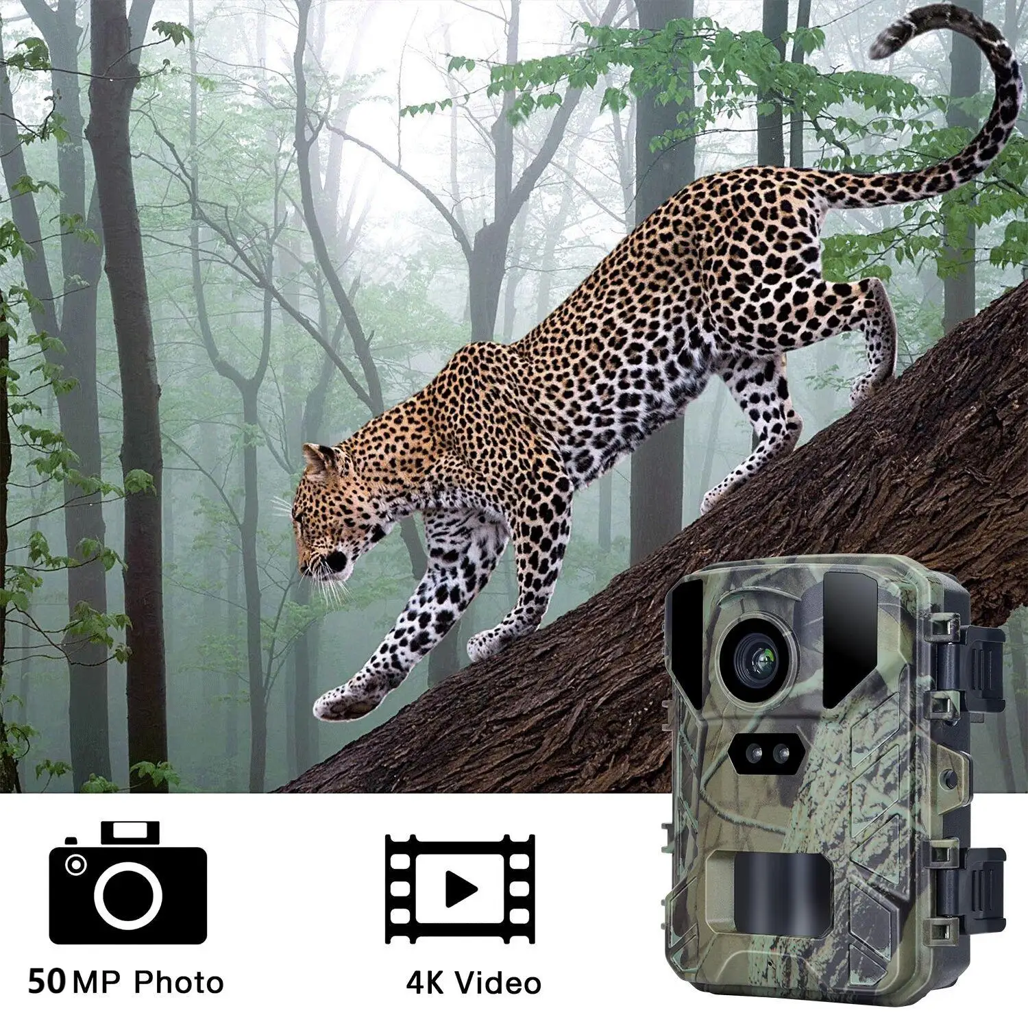 4K MiNi800 Mini Wildlife Hunting Camera 50MP Keep Way Trail Camera Waterproof HD Night Vision Infrared Photo Trap with 256GB Car