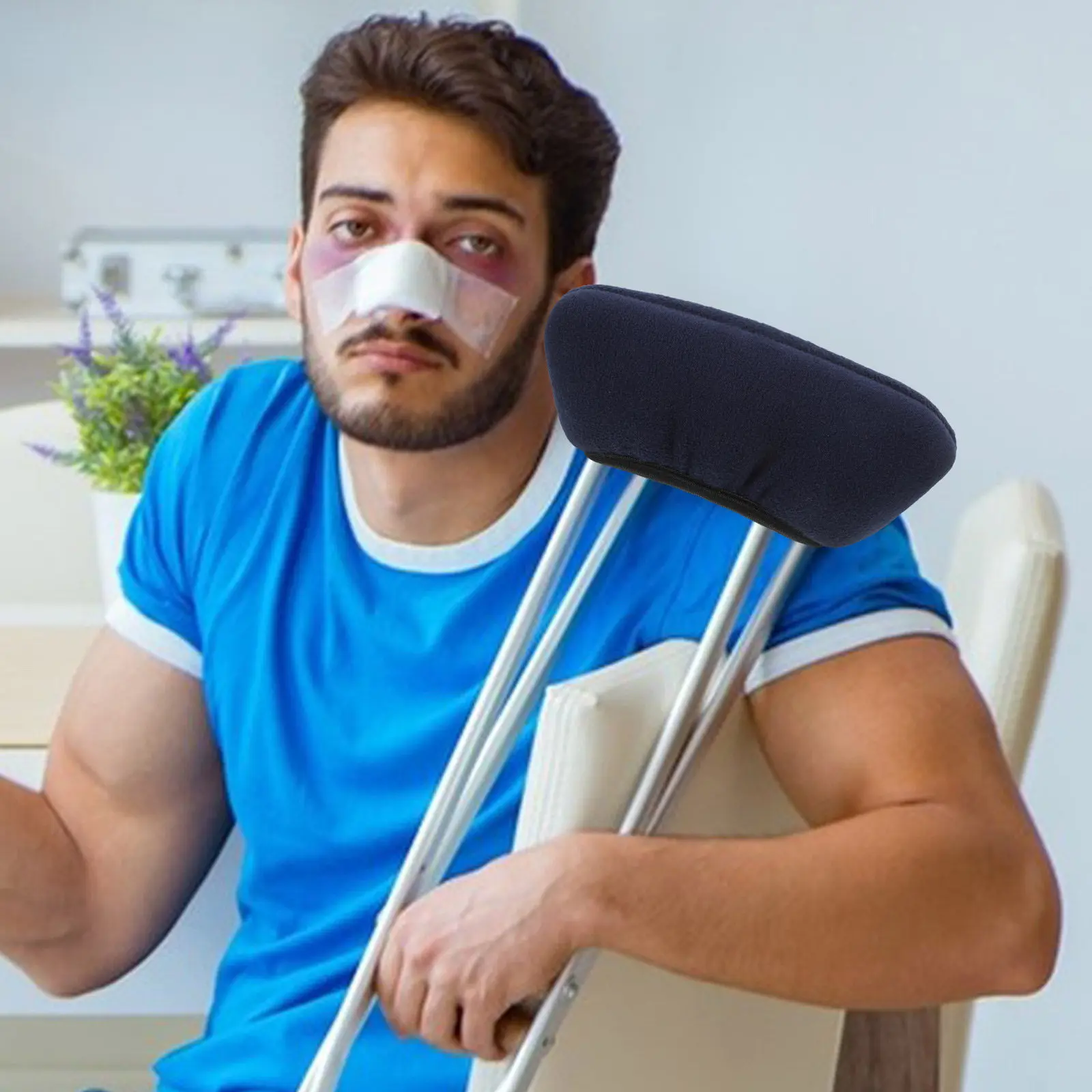 

1 комплект универсальных мягких противоскользящих моющихся накладок для подлокотников костылей и ходунков