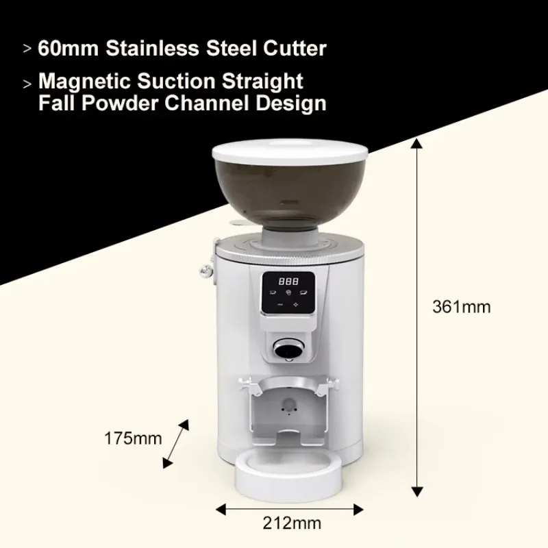 Airo Factory Wholesale Commercial Coffee Grinder 60mm Flat Burrs Electric Power Source for Household Car Outdoor Hotel Use