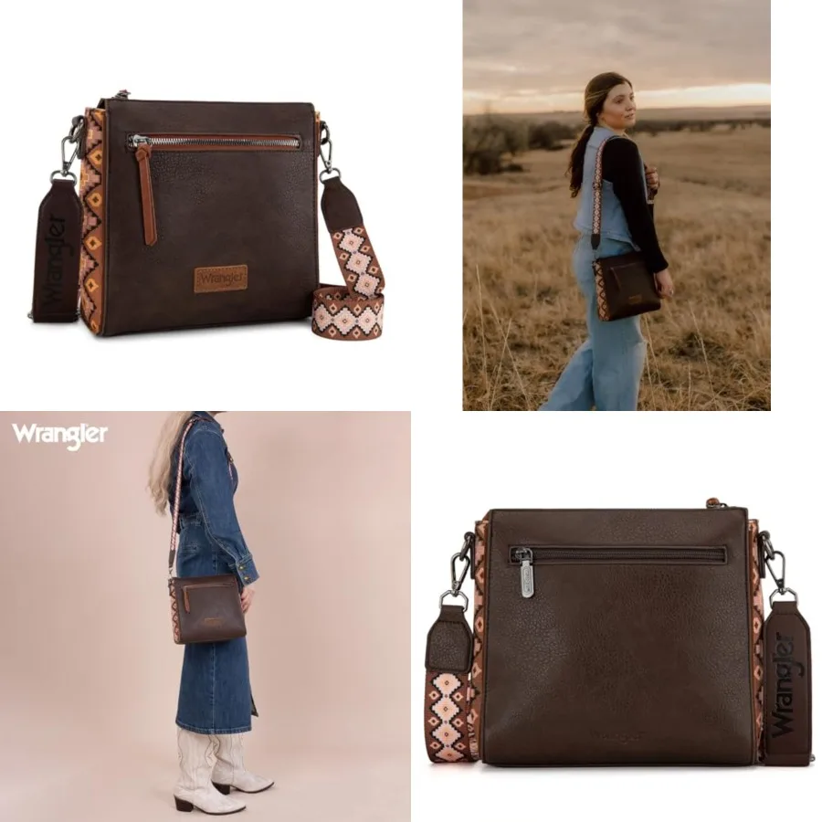 

Wrangler Aztec Crossbody Purse Medium Shoulder Bags for Women Western Handbag with Guitar Strap