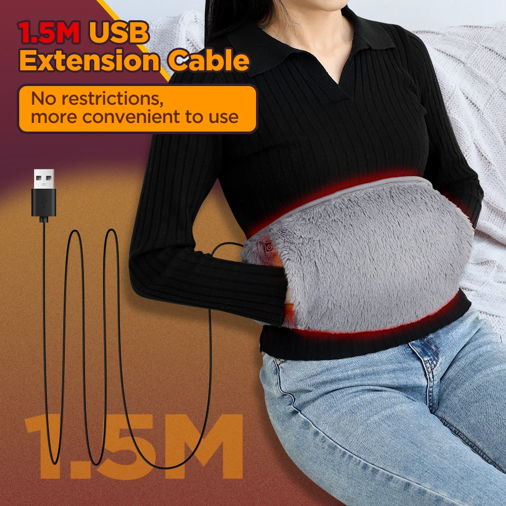 Electric Heating Waist Belt 3 Gear Temperature Abdominal Massager Menstrual Heating Pad Hand Belly Warmer Belt Fits All Body view 5