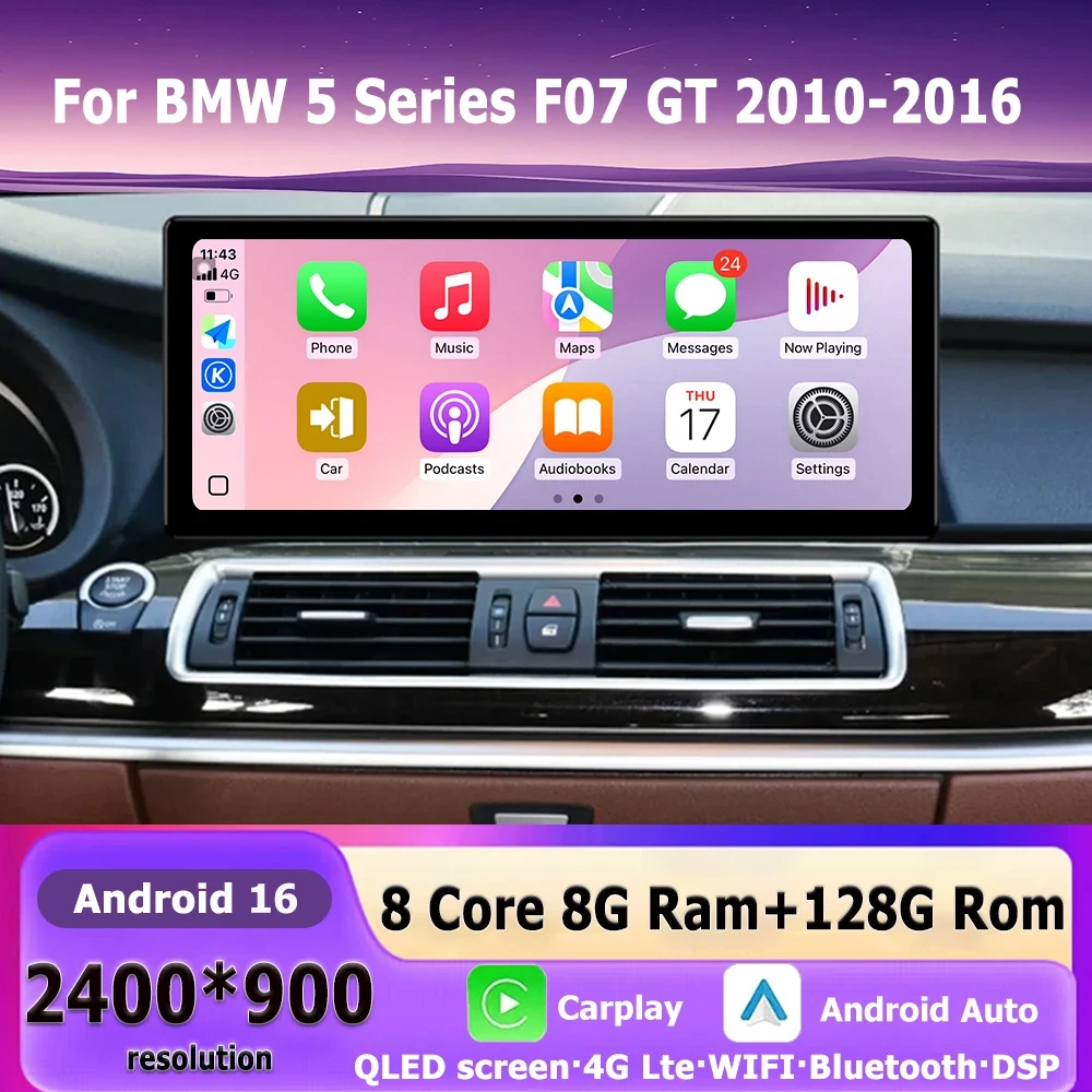 

Car Auto Multimedia Android 16 Auto Carplay DSP For BMW 5 Series F07 GT 2010-2016 CIC NBT Player Stereo Radio WIFI Bluetooth