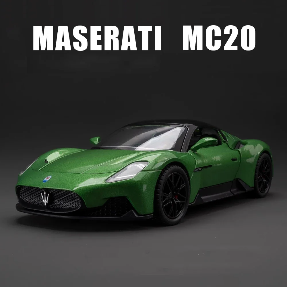 1:22 Maserati MC20 Supercar Alloy Car Model With Pull Back Sound Light Children Gift Collection Diecast Toy Model