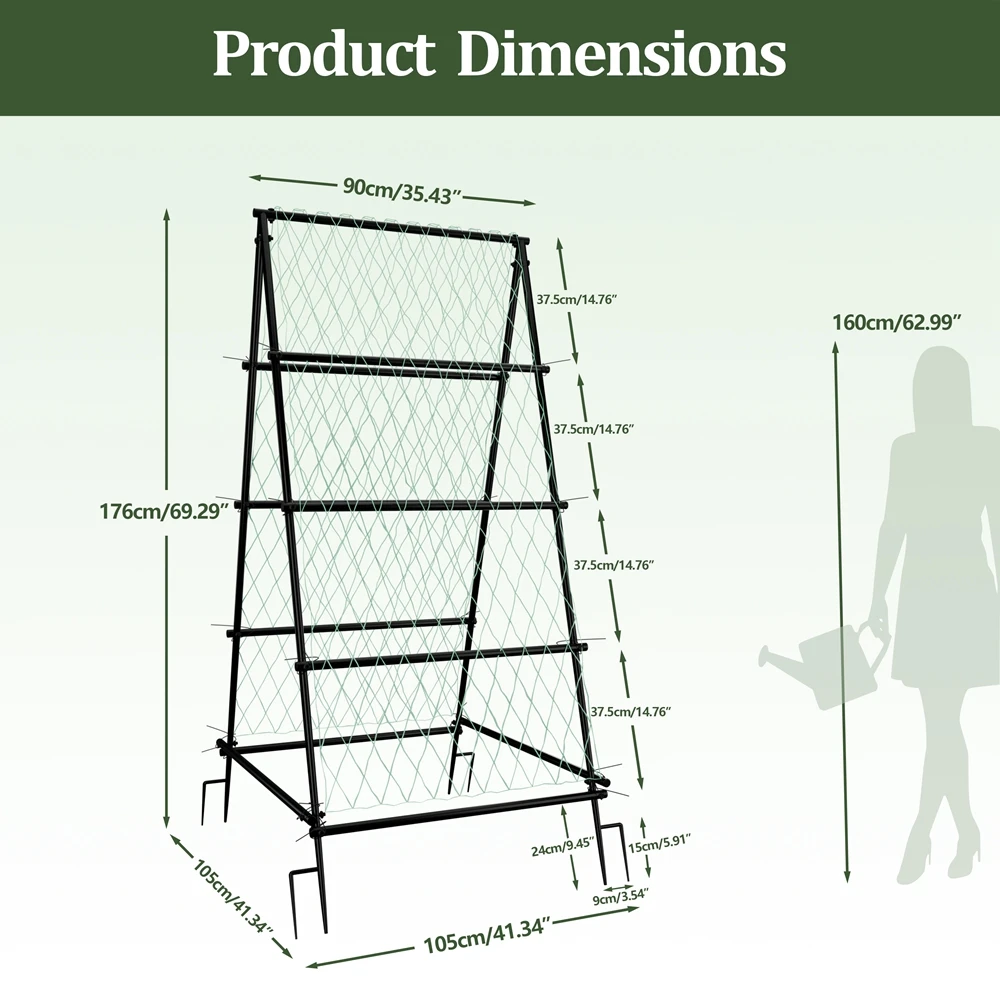 A-Shaped Metal Garden Trellis Climbing Plants Arch Outdoor Vine Plants Support with Netting image 2