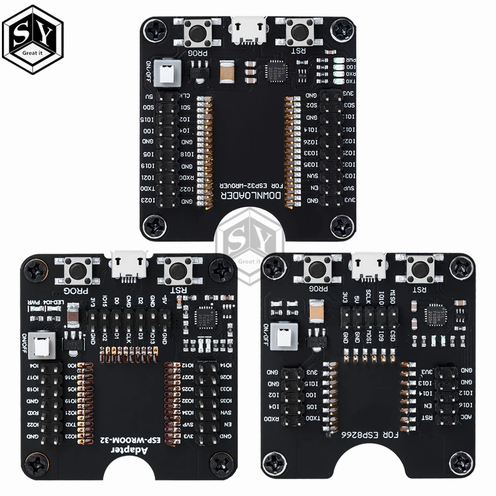 Универсальная плата разработки и приспособление горелки ESP8266/ESP32/ESP-WR-00M-32 — инструмент загрузки прошивки для ESP-12F/ESP-07S/ESP-12S