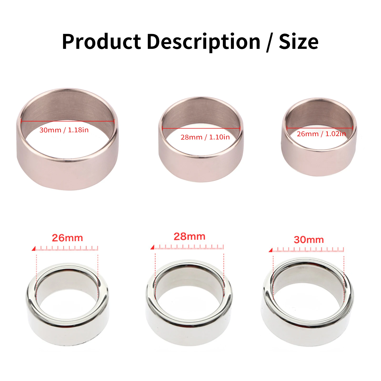 New Stainless Steel Penis Ring Simple Cockring Metal Glans Ring Male Erection Delay Time Masturbation Cock Ring Sex Toy For Men