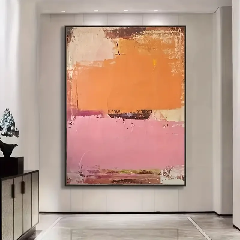 Hand-Painted Textured Painting Abstract Nordic Modern Minimalist Oil Painting Frameless Canvas Wall Art Neutral-Toned Home Decor