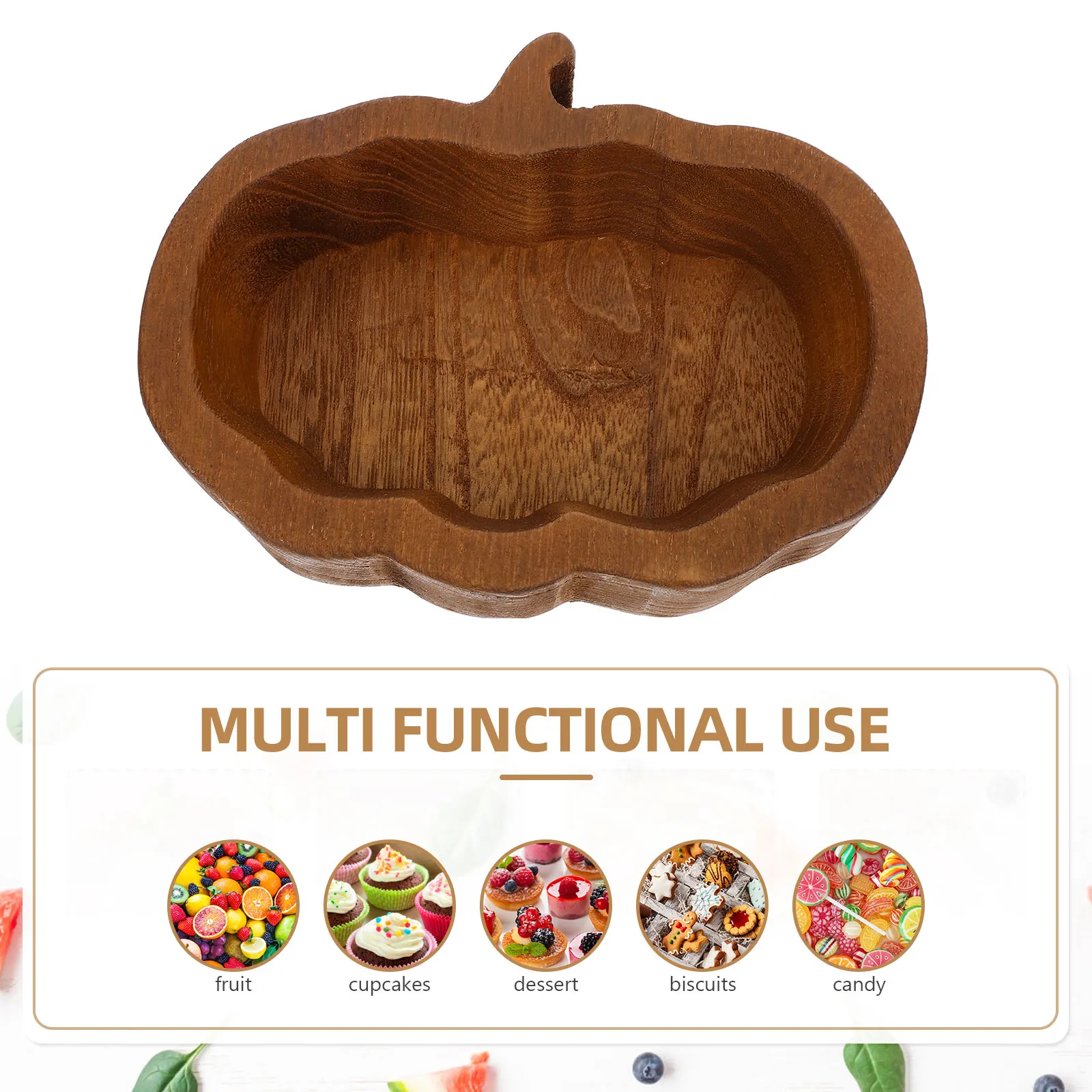 

Wooden Bowls and Tray Decorative Fruit Fruits Nuts Pumpkin Kitchen Food Dessert Stand Cake Pan Compact