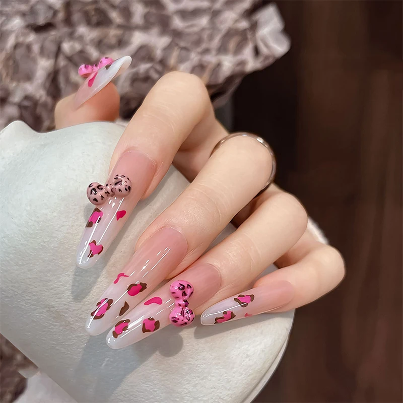 Stile coreano dolce resina bowknot nastro farfalla leopardo per nail art glitter fascino decorazione accessori per manicure fai da te