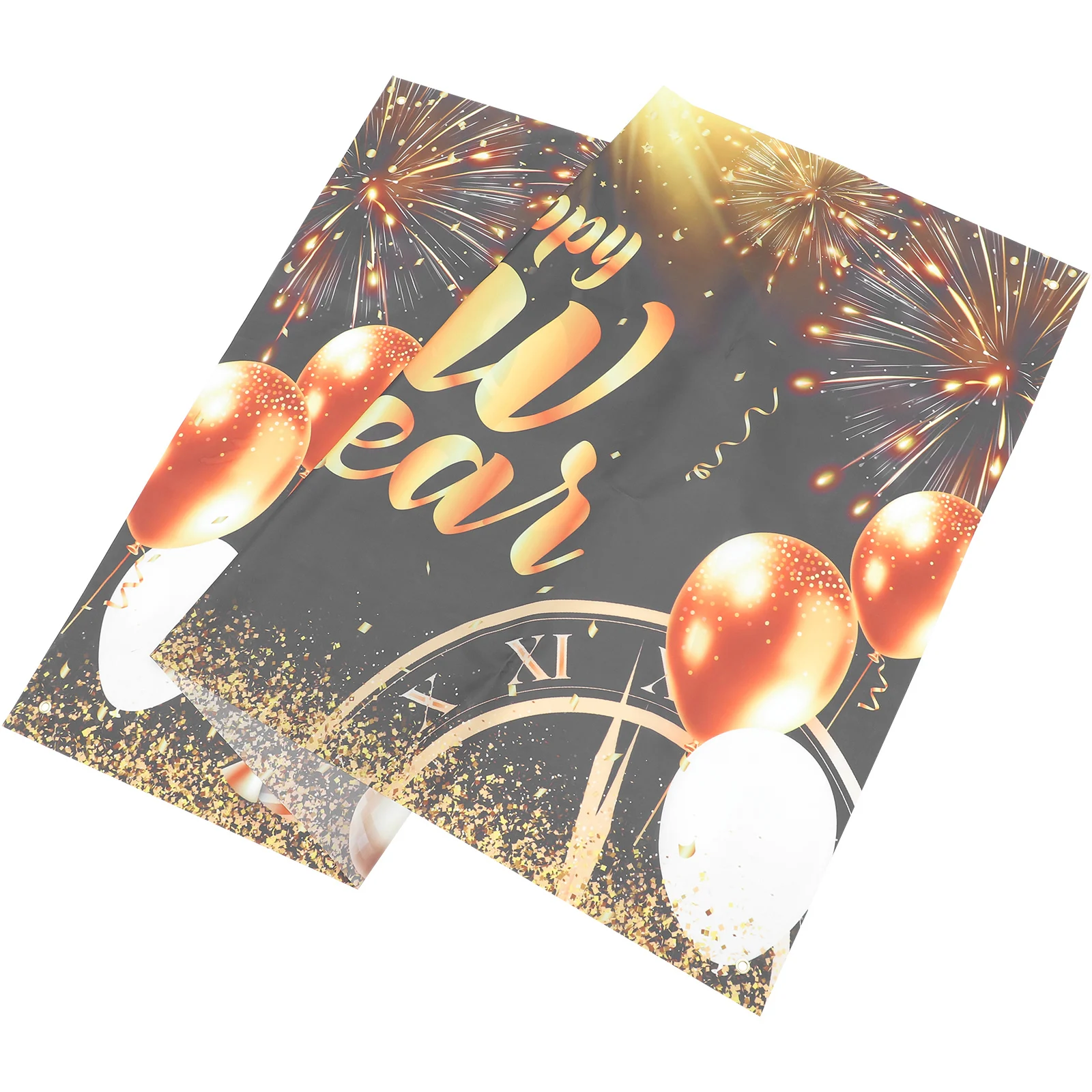 

Happy New Year 2024 Backdrop Banner 180x110cm Black Gold Polyester Flags Photo Wall Hanging Banners New Year