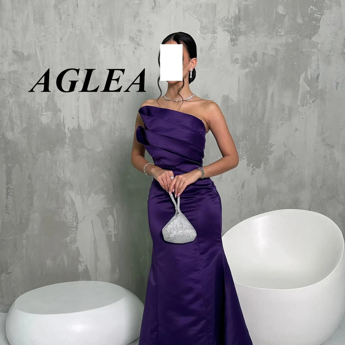 AGLEA-Vestidos de Noche sencillos para mujer, elegantes vestidos de fiesta hasta el tobillo con volantes y cuello de barco, ocasiones formales, 2024