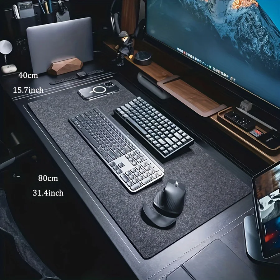 80x40 cm Simple Wool Felt Large XXL Computer Desk Mat Soft Breathable Laptop Anti-Slip Mats Gamer Mouse Pad Simple and Comfortab