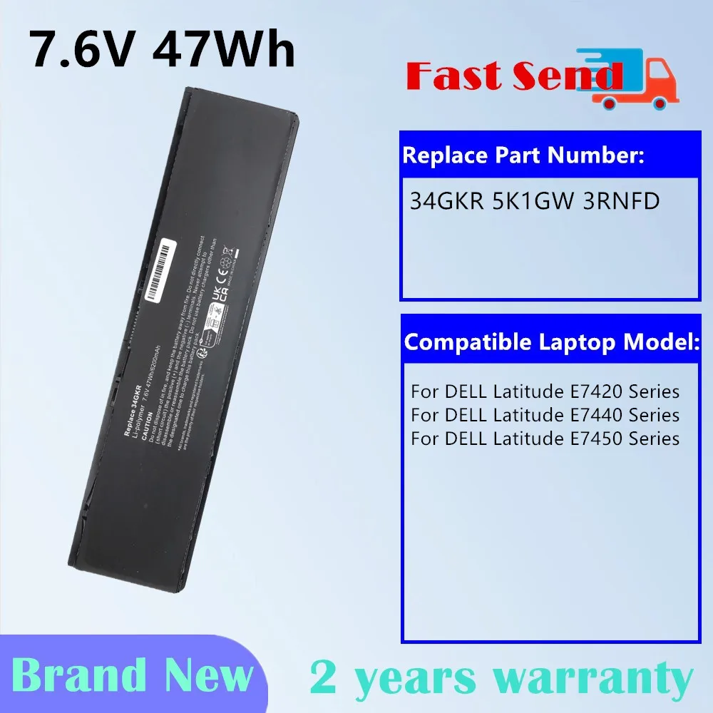 

5K1GW Laptop Battery For Lenovo DELL E7420 E7440 E7450 34GKR 3RNFD V8XN3 G95J5