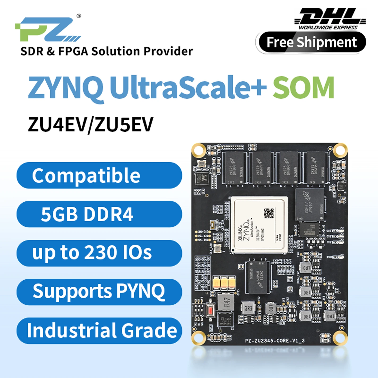 Puzhi ZU4EV ZU5EV-SOM FPGA Core Board Xilinx ZYNQ UltraScale+ XCZU4EV XCZU5EV FPGA Development Board Industrial Grade