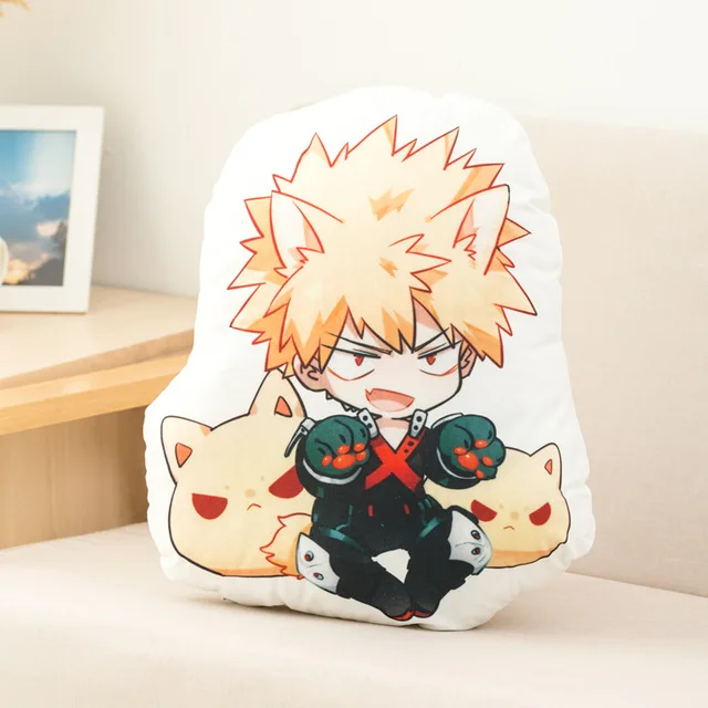 35cm Lovely Anime Bakugou Katsuki Todoroki Shoto Midoriya Izuku Bolster Plush Boku No Hero Academia Pillow Creative Gift for Kid