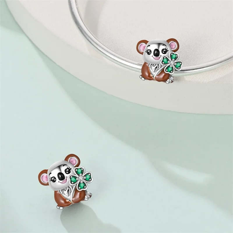 

2026 New 925 Sterling Silver Lucky Sloth Charms Beads Fit 3mm Original Bracelet DIY Women Exquisite Birthday Party Jewelry Gifts