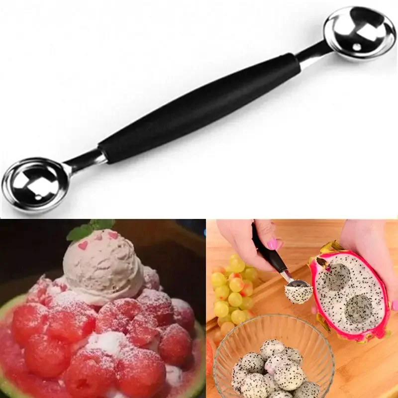 Hot Stalinless Steel Dual Double-end Melon Baller Scoop Fruit Spoon Ice Cream Dessert Sorbet Kitchenware Scoop Cook Tool