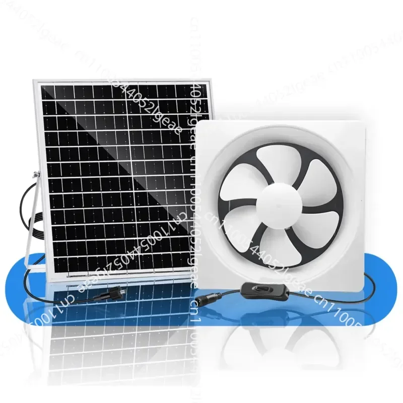 12C + 17W 12-inch Solar Exhaust Fan 12V 17W Panel White Plastic Square Courtyard