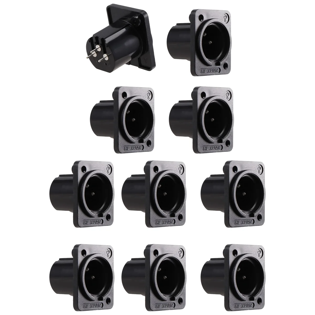 XLR Male Plug Straight Terminal Panel Mounted Connector 10 Pieces A005