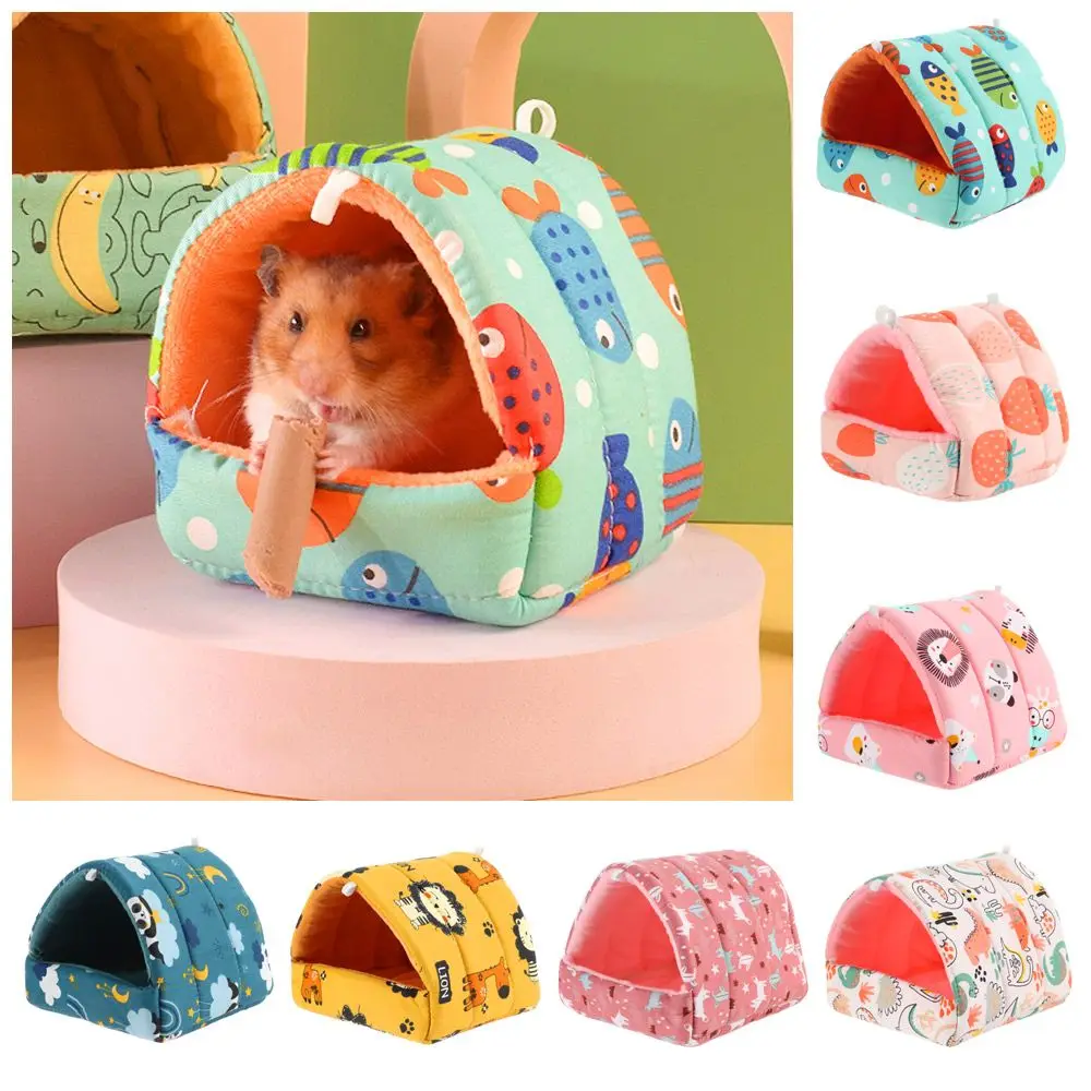 Cute Rabbit Squirrel Mini Cage Winter Hamster House Warm Mat Small Animal Sleeping Bed Guinea Pig Nest Colorful Warm Mat