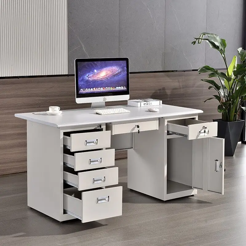 스틸 책상 사무실 컴퓨터 책상 단일 서랍 책상 의사 진단 의료 작업대 잠금장치 포함